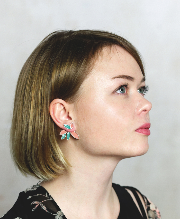2in1 earrings in silver and enamel paint 2015